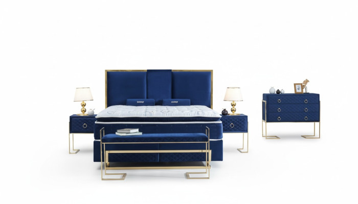 Łóżko Niebieskie Metalowe Meble Design Eleganckie Sypialnia Meble Luksusowe Nowoczesne Nowe