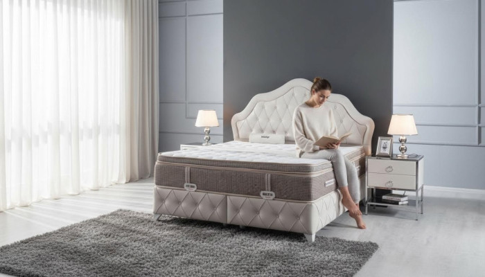 Sypialnia Zestaw Białe łóżko Design Style Modern 2x Szafki nocne Boxspring 3-częściowy. Nowy