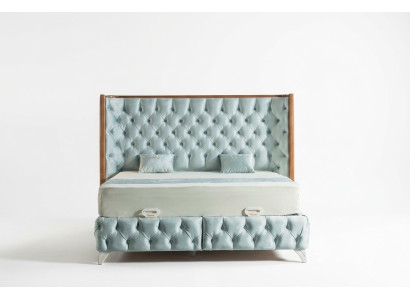 Sypialnia Zestaw Białe Metalowe Łóżko Chesterfield Luxury Style 2x Szafki nocne 3-częściowe.