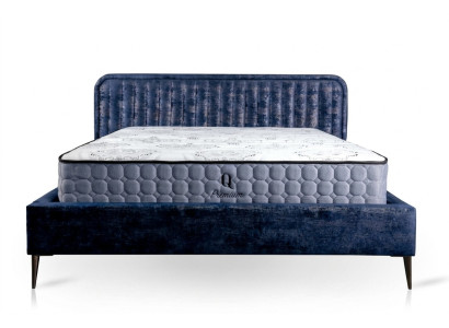 Łóżko Blue Podwójne łóżko Sypialnia Drewno Meble Design Elegancki Podkładka Materiał Nowość