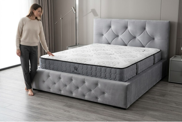 Łóżko Biały Nowoczesny Design Materiał Podkładka Sypialnia Podwójne łóżko Drewno Eleganckie Nowość