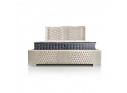 Łóżko Beige Podwójne łóżko Modern Luxury Łóżko Podkładka Materiał Sypialnia Modern New