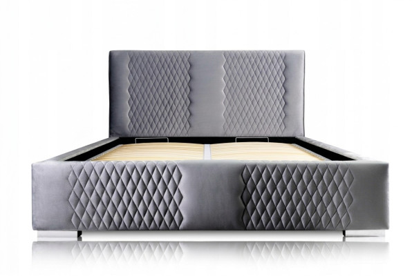 Łóżko Szare Podwójne łóżko Nowoczesne Eleganckie Łóżko Podkładka Materiał Sypialnia Modern Nowość