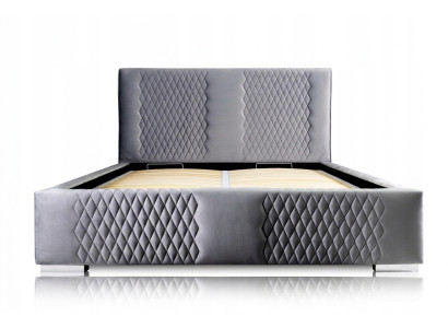 Łóżko Szare Podwójne łóżko Nowoczesne Eleganckie Łóżko Podkładka Materiał Sypialnia Modern Nowość