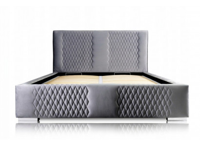 Łóżko Szare Podwójne łóżko Nowoczesne Eleganckie Łóżko Podkładka Materiał Sypialnia Modern Nowość