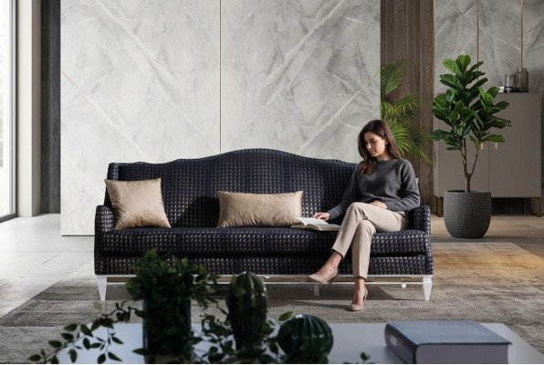 Designerska Sofa 3-osobowa Sofy do Salonu Szare Kanapy Luksusowe Sofy Tekstylne Nowość