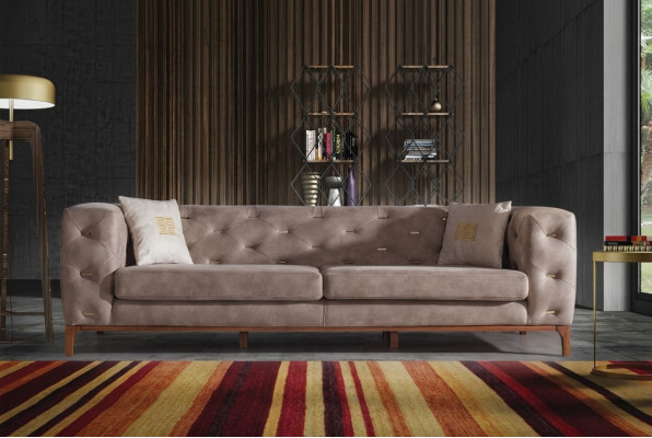 Sofa Kanapa 3 Siedziba Podkładka Sofy do Salonu Designerskie Meble Taupe Luxury