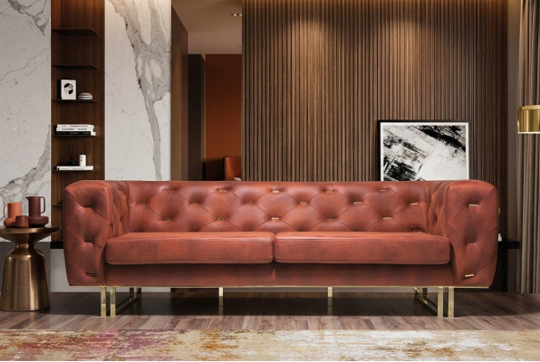 Chesterfield Włókienniczy Materiał Sofa Noble Design Classic Meble brązowy 3 Siedziba