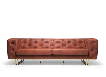 Chesterfield Włókienniczy Materiał Sofa Noble Design Classic Meble brązowy 3 Siedziba