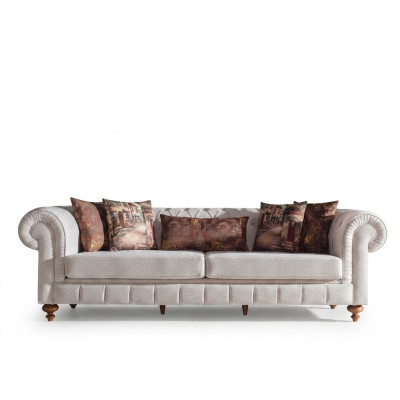 Sofy Materiał Sofa Nowoczesna3 Siedziba Kanapy Trzyosobowe Design Couch Podkładka Beżowa