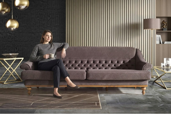 Nowoczesna sofa do salonu tapicerowana designerskie 3-miejsce siedzące sofy tekstylne