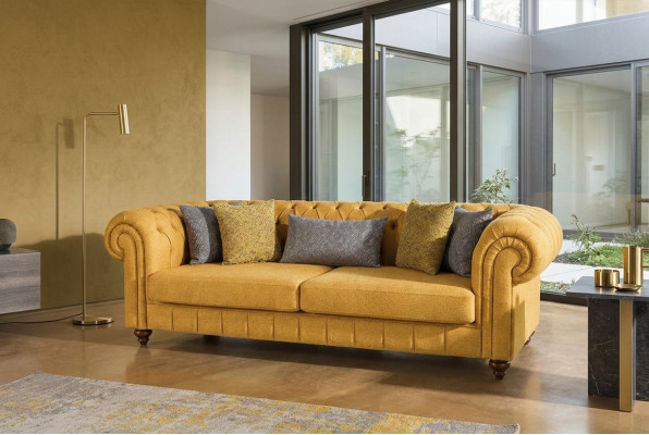 Sofa Kanapa Podkładka Sofy Design Meble 3 miejsce siedzące Trzyosobowy Chesterfield