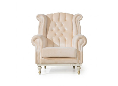 Biały Retro Fotel Chesterfield Single Seater BarFotel Living Room 1-miejsce siedzące