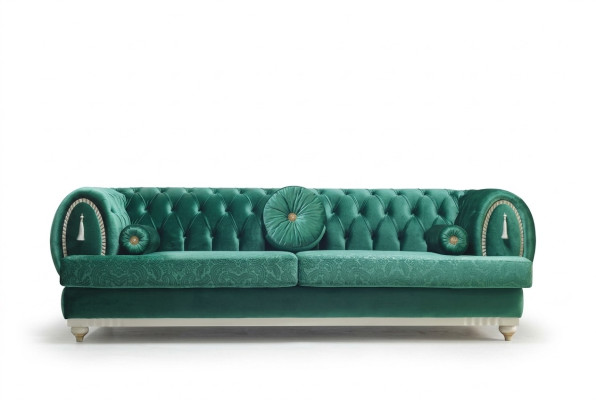 Nowoczesna Sofa 3-osobowa Zielona Sofa Luksusowa Sofa Do Salonu Drewniana Rama