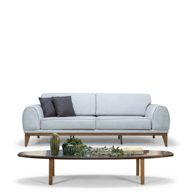 Szara luksusowa designerska sofa 3-osobowa kanapa salonowa 3-miejsce siedzące skórzane sofy