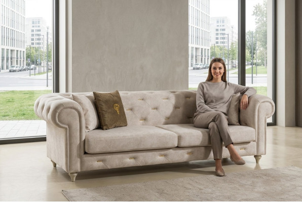 Biała 2-miejsce do siedzenia designerska sofa Chesterfield luksusowa 2-osobowa kanapa do salonu