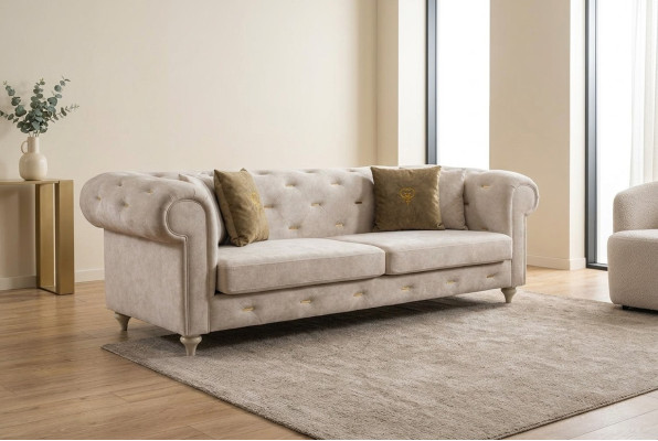 Biała 2-miejsce do siedzenia designerska sofa Chesterfield luksusowa 2-osobowa kanapa do salonu