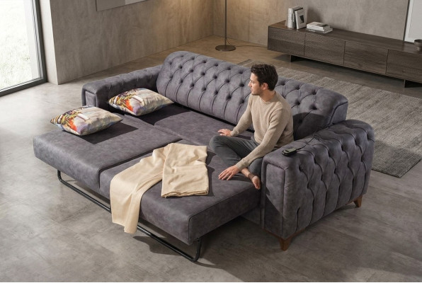 Sofa Trzyosobowa 3 miejsce do siedzenia Sofy Fotel Material Couch Meble Włókienniczy Kolor Szary