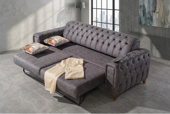 Sofa Trzyosobowa 3 miejsce do siedzenia Sofy Fotel Material Couch Meble Włókienniczy Kolor Szary