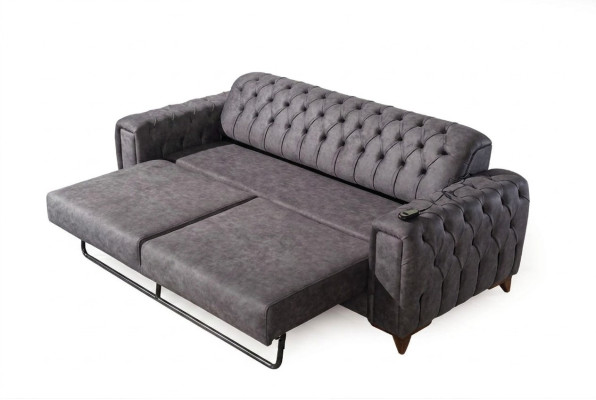 Sofa Trzyosobowa 3 miejsce do siedzenia Sofy Fotel Material Couch Meble Włókienniczy Kolor Szary