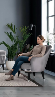 Fotel Sofy Jednoosobowe Salon Włókienniczy Materiał Meble Kolor Szary