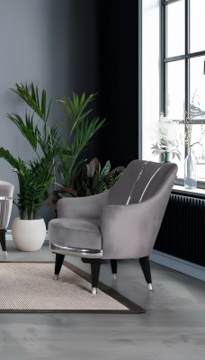 Fotel Sofy Jednoosobowe Salon Włókienniczy Materiał Meble Kolor Szary
