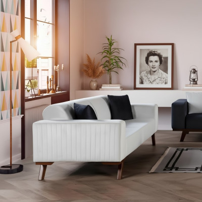 Nowoczesna Podkładka Kanapa Sofa Trzyosobowa Meble Biały Aksamit Włókienniczy
