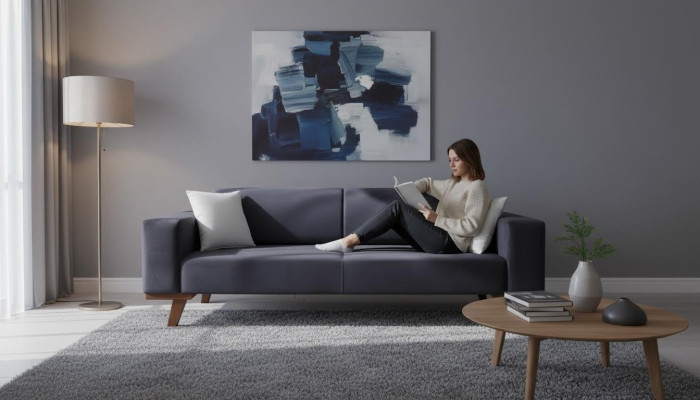Czarny Sofa 3 miejsce do siedzenia Podkładka Kanapa Salon Drewno Meble