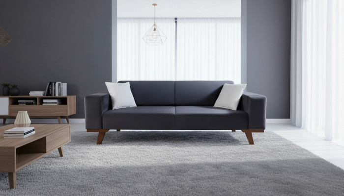 Czarny Sofa 3 miejsce do siedzenia Podkładka Kanapa Salon Drewno Meble