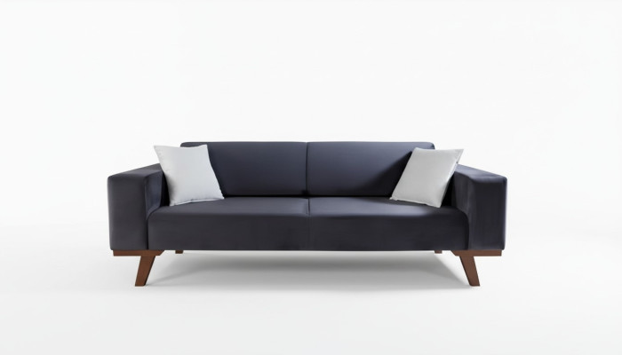 Czarny Sofa 3 miejsce do siedzenia Podkładka Kanapa Salon Drewno Meble