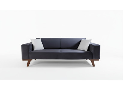 Czarny Sofa 3 miejsce do siedzenia Podkładka Kanapa Salon Drewno Meble