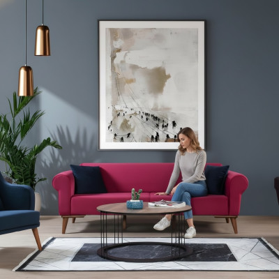 Designerska Sofa 3 miejsce do siedzenia Duża Kanapa Trzyosobowa Włókienniczy Podkładka Meble