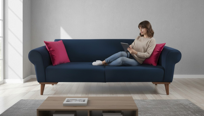 Nowoczesna Sofa 3 miejsce do siedzenia Włókienniczy Kanapa Trzyosobowa Podkładka Meble Materiał