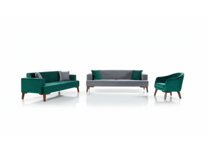 Zestaw sofowy 3+3+1 miejsce do siedzenia Projektant Żywy krajobraz Gray Turkis Green