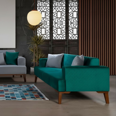 Elegancka kanapa Turkis Sofa trzyosobowa Sofa do salonu Meble Aksamit