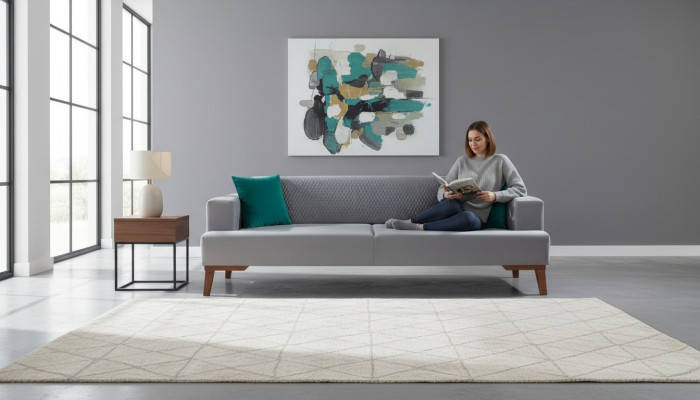 Elegancka szara kanapa Sofa trzyosobowa Sofa do salonu Meble Aksamit