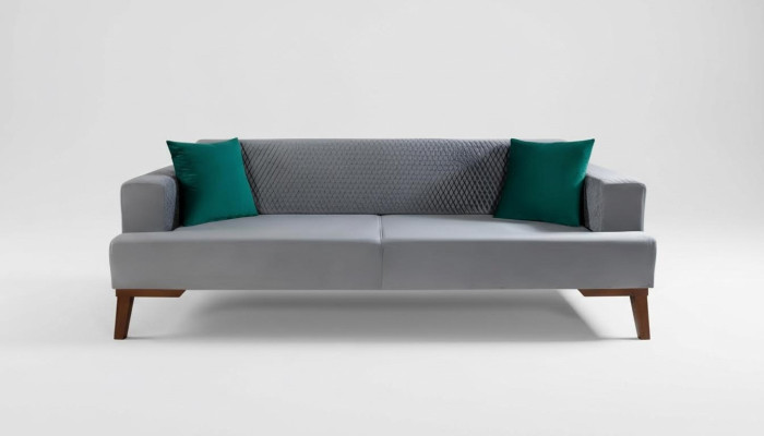 Elegancka szara kanapa Sofa trzyosobowa Sofa do salonu Meble Aksamit