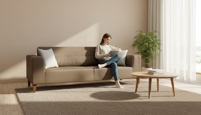 Sofa do salonu 3 miejsce do siedzenia kanapa trzyosobowa Podkładka sofa materiałowa Włókienniczy
