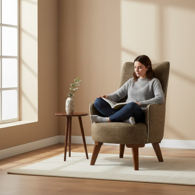 Luksusowy Nowoczesny Fotel 1 miejsce siedzące Design Salon Podkładka Drewno Meble
