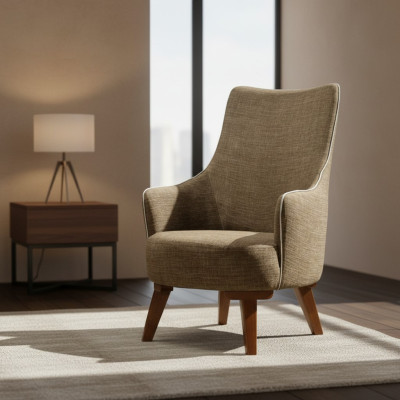 Luksusowy Nowoczesny Fotel 1 miejsce siedzące Design Salon Podkładka Drewno Meble