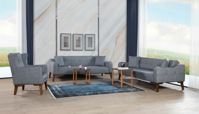 Zestaw sofowy 3+3+1 Siedziba Kompletny Ustaw Sofa Fotel Włókienniczy 3 szt.