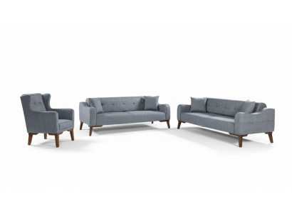 Zestaw sofowy 3+3+1 Siedziba Kompletny Ustaw Sofa Fotel Włókienniczy 3 szt.