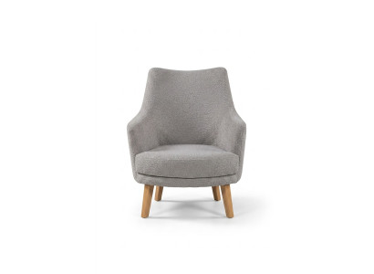 Design Fotel 1 miejsce do siedzenia Nowoczesny Wygodny Fotel Drewno Szare Meble