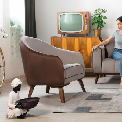 Fotel Jednoosobowy Włókienniczy Salon Lounge Design Meble Kolor Szary