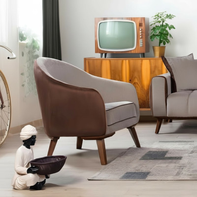 Fotel Jednoosobowy Włókienniczy Salon Lounge Design Meble Kolor Szary