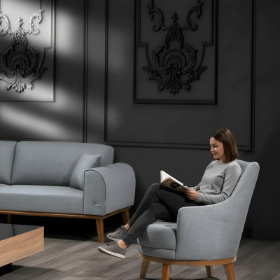 Fotel 1 miejsce siedzące salon fotel jednoosobowy Drewno Włókiennicze Materiał
