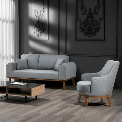 Fotel 1 miejsce siedzące salon fotel jednoosobowy Drewno Włókiennicze Materiał