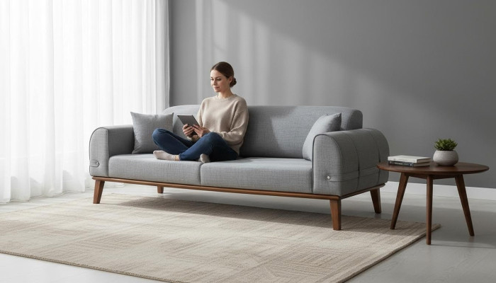 Nowoczesna Sofa 3 miejsce do siedzenia Design Sofa Trzyosobowa Podkładka Włókienniczy Meble