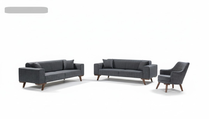 Zestaw sofowy 3+3+1 Siedziba Design Sofy Podkładka Kanapy Szare Meble 3-częściowe