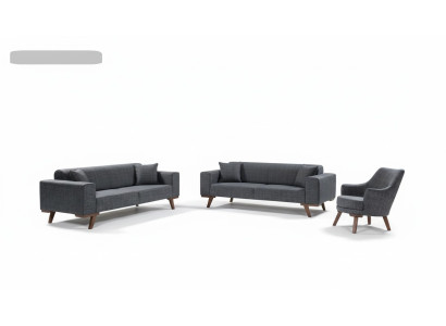 Zestaw sofowy 3+3+1 Siedziba Design Sofy Podkładka Kanapy Szare Meble 3-częściowe